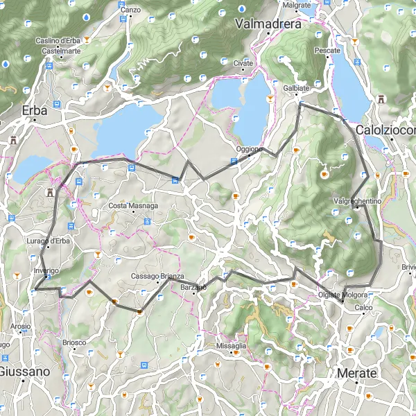 Miniatuurkaart van de fietsinspiratie "Fietsen langs pittoreske dorpen van Lombardije" in Lombardia, Italy. Gemaakt door de Tarmacs.app fietsrouteplanner