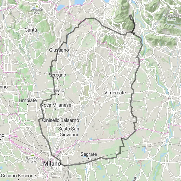 Miniatura mapy "Szlak Przez Uroczą Lombardię" - trasy rowerowej w Lombardia, Italy. Wygenerowane przez planer tras rowerowych Tarmacs.app