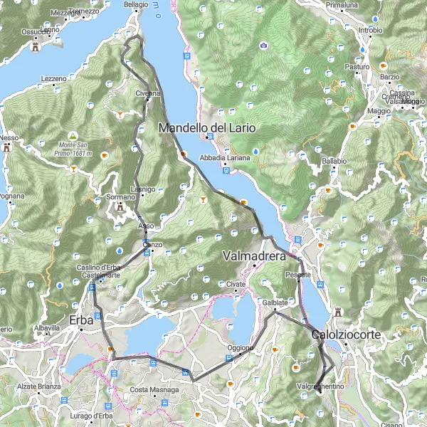 Miniatura mapy "Trasa Valgreghentino - Lecco - Valgreghentino" - trasy rowerowej w Lombardia, Italy. Wygenerowane przez planer tras rowerowych Tarmacs.app