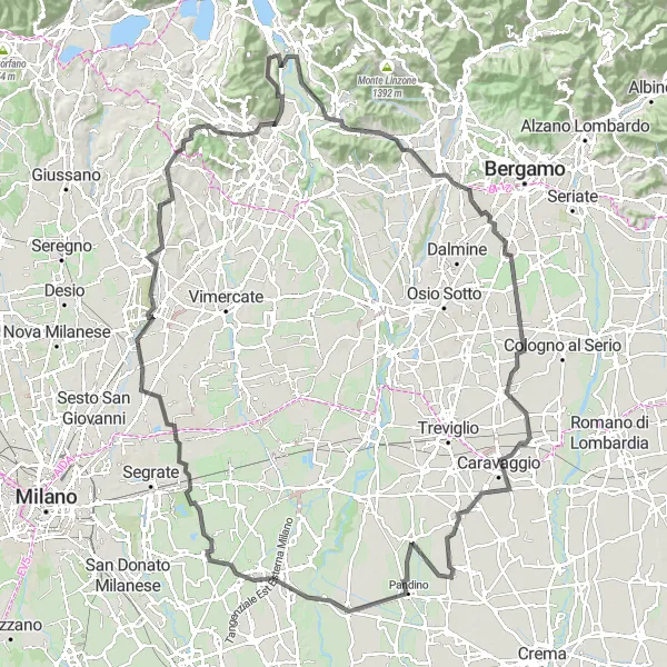 Miniatura mapy "Wyprawa na Podbój Krajobrazów Lombardii" - trasy rowerowej w Lombardia, Italy. Wygenerowane przez planer tras rowerowych Tarmacs.app