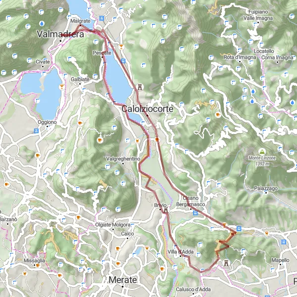 Miniatuurkaart van de fietsinspiratie "Gravelavontuur door Lombardije" in Lombardia, Italy. Gemaakt door de Tarmacs.app fietsrouteplanner