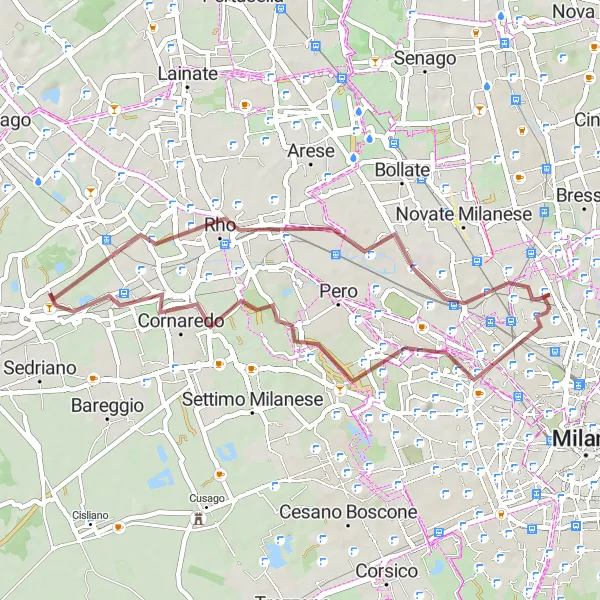 Miniatura della mappa di ispirazione al ciclismo "Tour in bicicletta tra Vanzago e Cornaredo" nella regione di Lombardia, Italy. Generata da Tarmacs.app, pianificatore di rotte ciclistiche