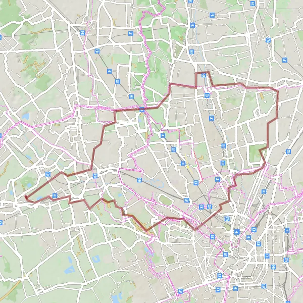 Miniatua del mapa de inspiración ciclista "Ruta por caminos de grava desde Vanzago" en Lombardia, Italy. Generado por Tarmacs.app planificador de rutas ciclistas