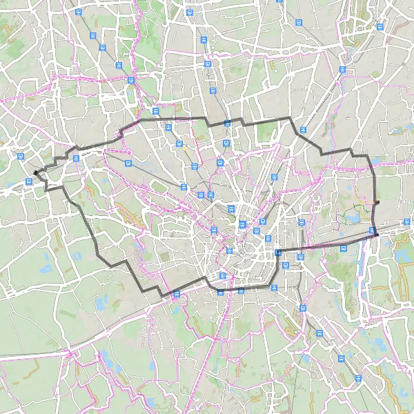 Miniatua del mapa de inspiración ciclista "Ruta en carretera desde Vanzago" en Lombardia, Italy. Generado por Tarmacs.app planificador de rutas ciclistas