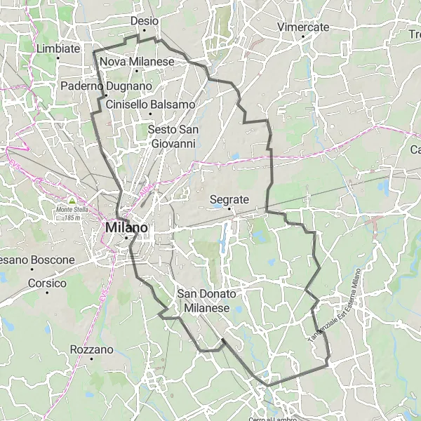 Miniaturní mapa "Cyklistická trasa Monza - Fiat-Aeritalia F-104S ASA" inspirace pro cyklisty v oblasti Lombardia, Italy. Vytvořeno pomocí plánovače tras Tarmacs.app