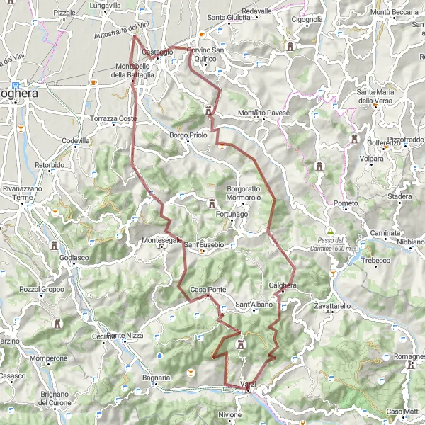 Miniatua del mapa de inspiración ciclista "Ruta de Montesegale y Calghera" en Lombardia, Italy. Generado por Tarmacs.app planificador de rutas ciclistas