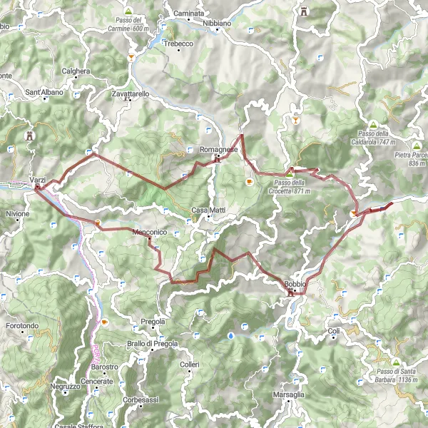 Miniatura della mappa di ispirazione al ciclismo "Giro in Gravel di Monte Penice" nella regione di Lombardia, Italy. Generata da Tarmacs.app, pianificatore di rotte ciclistiche