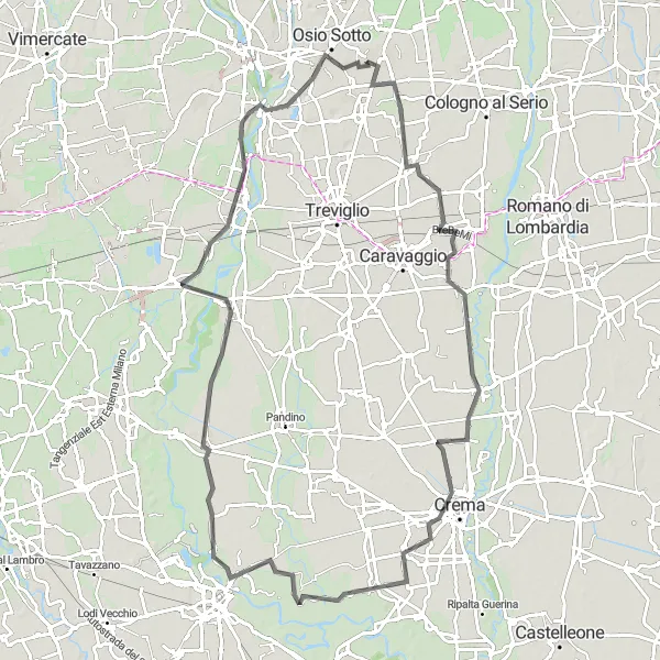 Miniatuurkaart van de fietsinspiratie "Verdellino naar Cassano d'Adda Fietsroute" in Lombardia, Italy. Gemaakt door de Tarmacs.app fietsrouteplanner