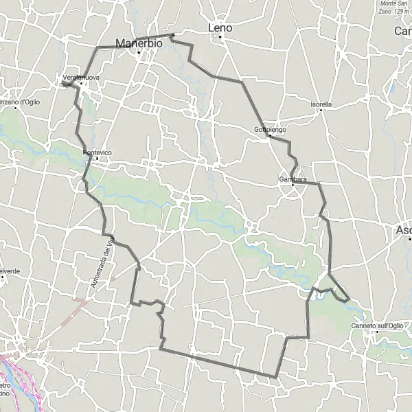 Miniatua del mapa de inspiración ciclista "Aventura en Bicicleta por Fiesse y Vescovato" en Lombardia, Italy. Generado por Tarmacs.app planificador de rutas ciclistas