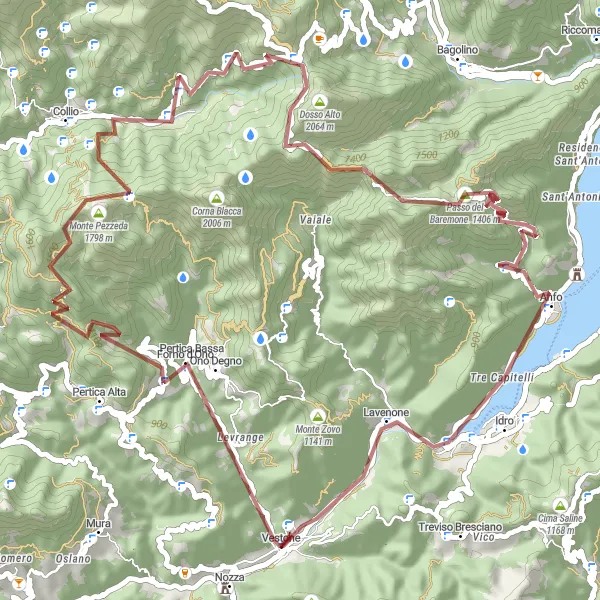 Mapa miniatúra "Gravel Tour Montagna" cyklistická inšpirácia v Lombardia, Italy. Vygenerované cyklistickým plánovačom trás Tarmacs.app