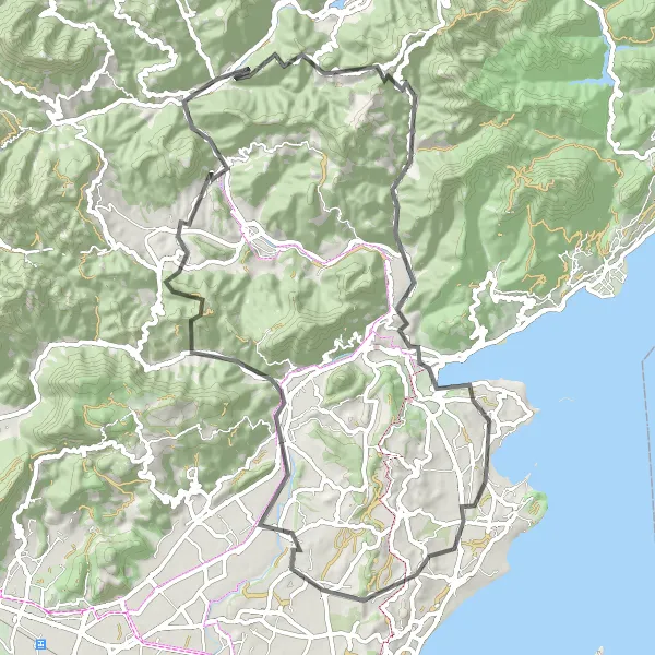 Mapa miniatúra "Road Tour Brescia" cyklistická inšpirácia v Lombardia, Italy. Vygenerované cyklistickým plánovačom trás Tarmacs.app
