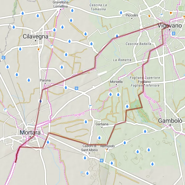 Miniature de la carte de l'inspiration cycliste "Le charme rural autour de Vigevano" dans la Lombardia, Italy. Générée par le planificateur d'itinéraire cycliste Tarmacs.app