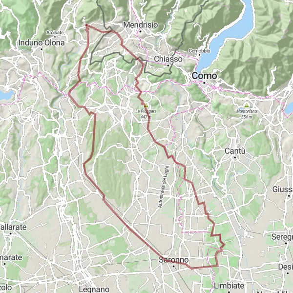 Karttaminiaatyyri "Viggiù - Monte Sant'Elia Gravel Adventure" pyöräilyinspiraatiosta alueella Lombardia, Italy. Luotu Tarmacs.app pyöräilyreittisuunnittelijalla