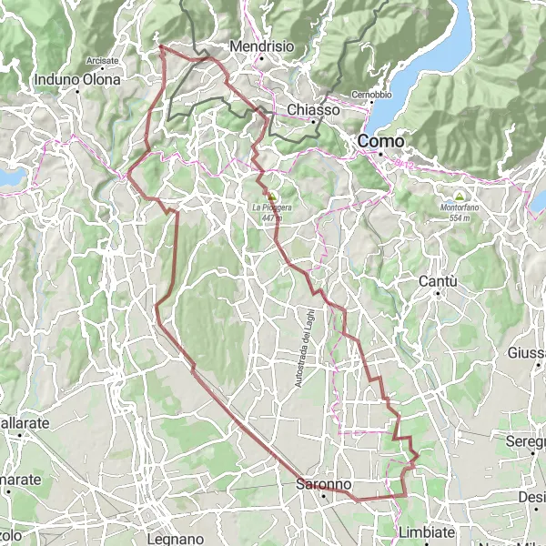 Map miniature of "Gravel Adventure through Lombardy's Countryside" cycling inspiration in Lombardia, Italy. Generated by Tarmacs.app cycling route planner