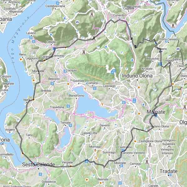 Kartminiatyr av "Viggiù - Besano Route" sykkelinspirasjon i Lombardia, Italy. Generert av Tarmacs.app sykkelrutoplanlegger