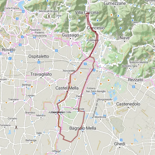 Miniatura della mappa di ispirazione al ciclismo "Giro in bicicletta Dosso Boscone - Monte Ratto" nella regione di Lombardia, Italy. Generata da Tarmacs.app, pianificatore di rotte ciclistiche