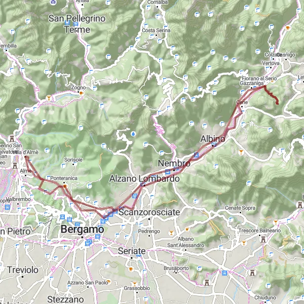 Miniaturekort af cykelinspirationen "Grusvej Rute til Lombardiet Skønheder" i Lombardia, Italy. Genereret af Tarmacs.app cykelruteplanlægger