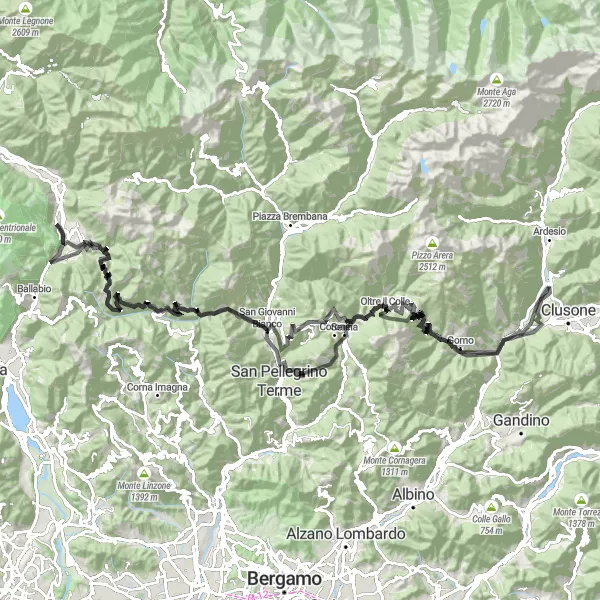 Map miniature of "Ultimate Lombardia Cycling Challenge" cycling inspiration in Lombardia, Italy. Generated by Tarmacs.app cycling route planner