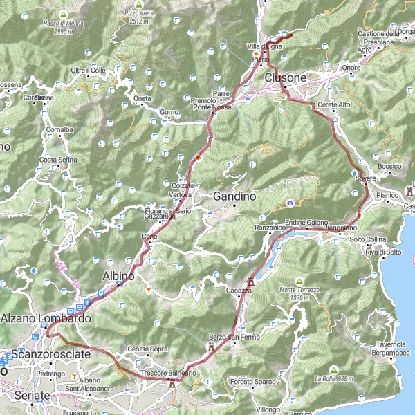 Miniatuurkaart van de fietsinspiratie "Gravel Avontuur in Lombardije" in Lombardia, Italy. Gemaakt door de Tarmacs.app fietsrouteplanner