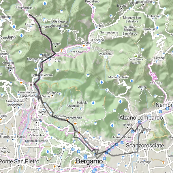 Map miniature of "Panoramic Road Loop" cycling inspiration in Lombardia, Italy. Generated by Tarmacs.app cycling route planner