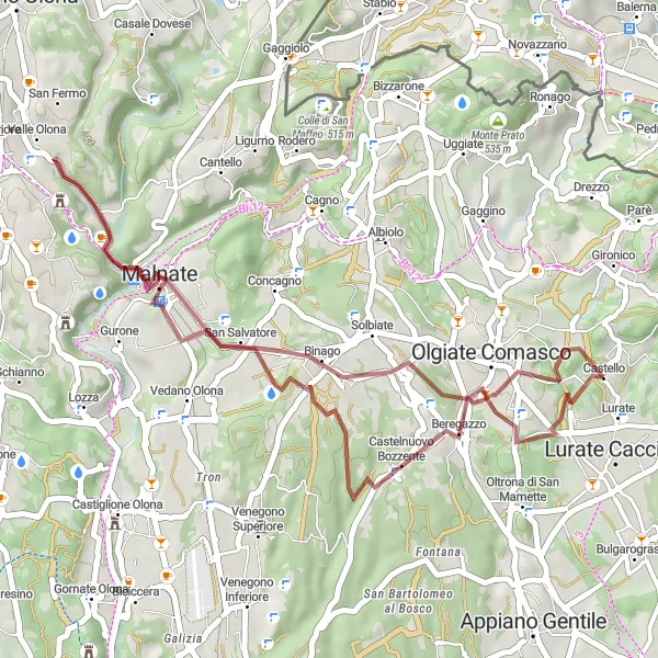 Miniatua del mapa de inspiración ciclista "Ruta de ciclismo por caminos de grava en Lombardía" en Lombardia, Italy. Generado por Tarmacs.app planificador de rutas ciclistas