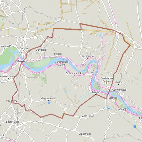 Karttaminiaatyyri "Polku Villa Pomasta Revereen" pyöräilyinspiraatiosta alueella Lombardia, Italy. Luotu Tarmacs.app pyöräilyreittisuunnittelijalla