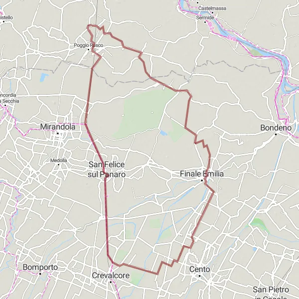 Kartminiatyr av "Upptäck Finale Emilia på cykel" cykelinspiration i Lombardia, Italy. Genererad av Tarmacs.app cykelruttplanerare