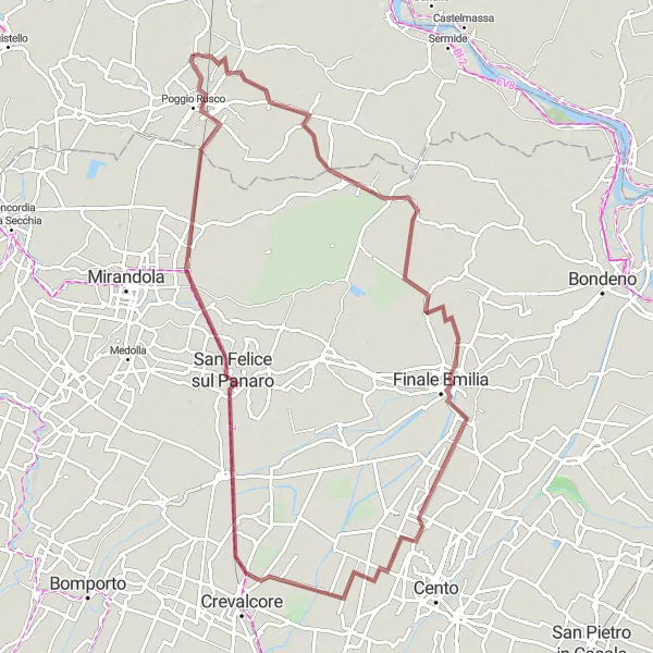 Map miniature of "San Martino Spino Gravel Ride" cycling inspiration in Lombardia, Italy. Generated by Tarmacs.app cycling route planner