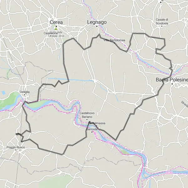 Miniature de la carte de l'inspiration cycliste "Parcours cyclable routier Villa Poma - Calto" dans la Lombardia, Italy. Générée par le planificateur d'itinéraire cycliste Tarmacs.app
