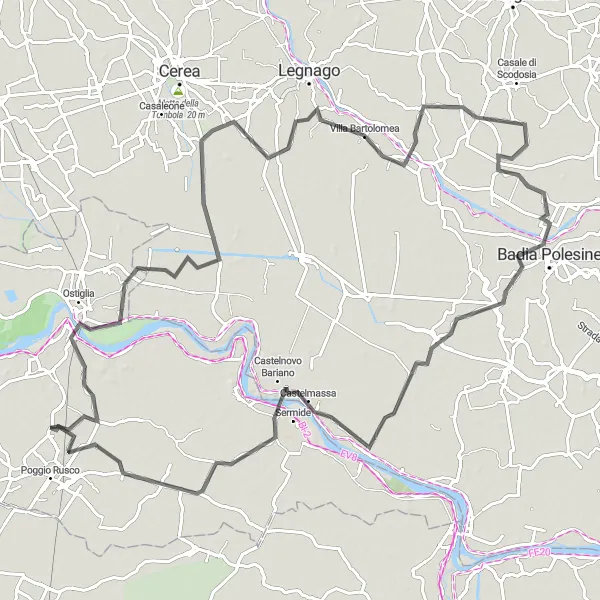 Map miniature of "Revere to Villa Poma Scenic Ride" cycling inspiration in Lombardia, Italy. Generated by Tarmacs.app cycling route planner