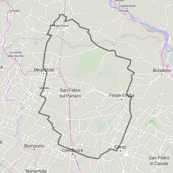 Map miniature of "San Martino Spino Loop" cycling inspiration in Lombardia, Italy. Generated by Tarmacs.app cycling route planner