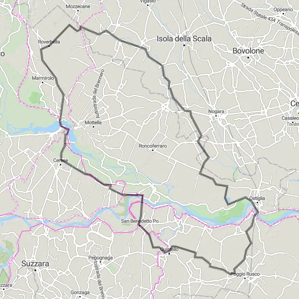 Zemljevid v pomanjšavi "Kolesarska pot okoli Villa Poma" kolesarske inspiracije v Lombardia, Italy. Generirano z načrtovalcem kolesarskih poti Tarmacs.app