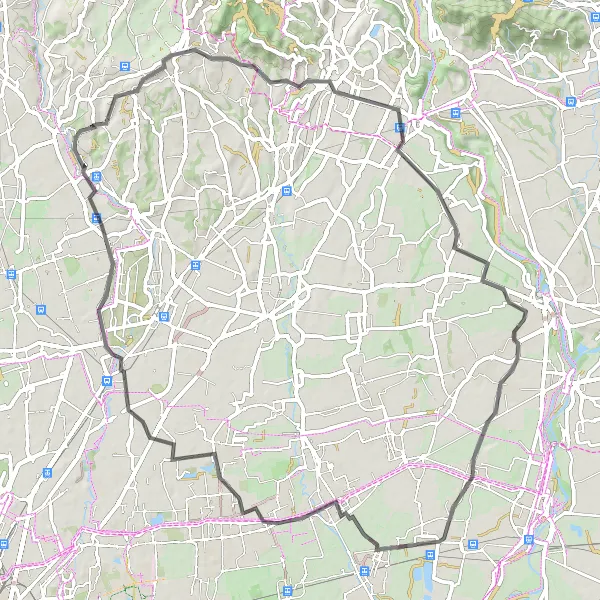 Zemljevid v pomanjšavi "Čarobna pot preko Calò in Colnaga" kolesarske inspiracije v Lombardia, Italy. Generirano z načrtovalcem kolesarskih poti Tarmacs.app