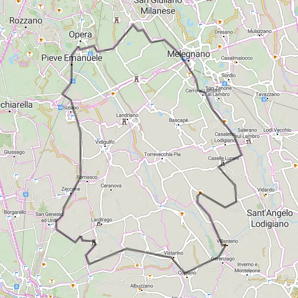 Mapa miniatúra "Okružná cyklistická trasa cez Lombardsko" cyklistická inšpirácia v Lombardia, Italy. Vygenerované cyklistickým plánovačom trás Tarmacs.app