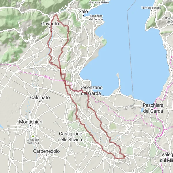 Miniatuurkaart van de fietsinspiratie "Gravelroute naar Cavriana" in Lombardia, Italy. Gemaakt door de Tarmacs.app fietsrouteplanner