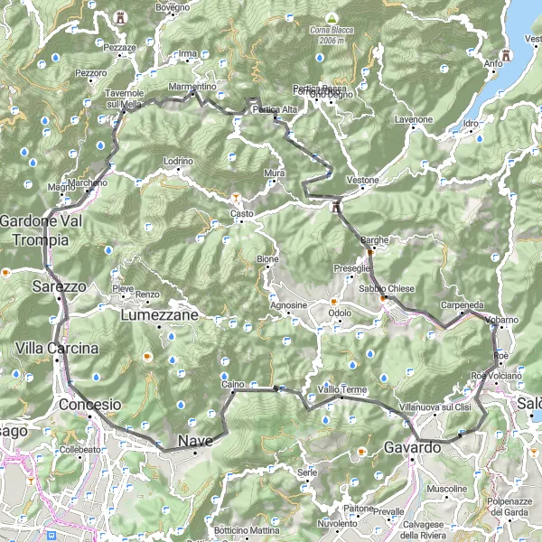 Karten-Miniaturansicht der Radinspiration "Bergetappen entlang von Passo del Santellone und I Dossi" in Lombardia, Italy. Erstellt vom Tarmacs.app-Routenplaner für Radtouren
