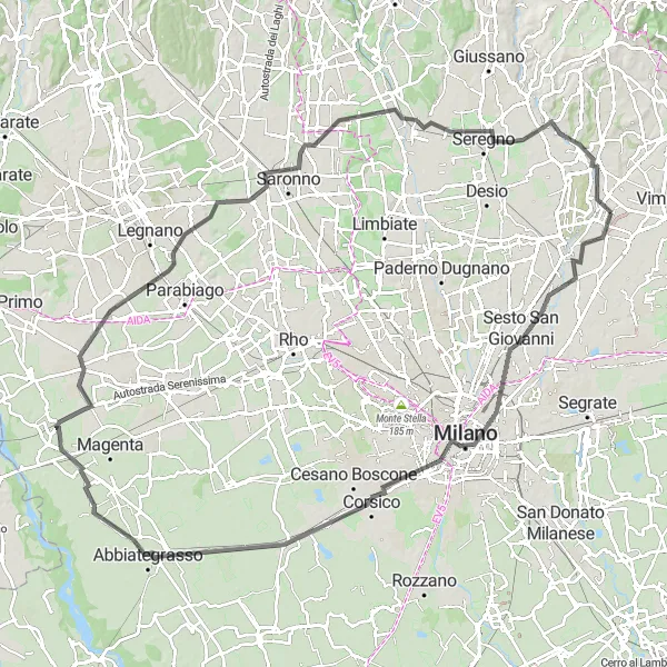 Miniatuurkaart van de fietsinspiratie "Verken de historische route van Lombardia" in Lombardia, Italy. Gemaakt door de Tarmacs.app fietsrouteplanner