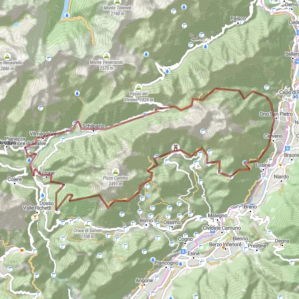 Miniatura mapy "Trasa po górzystym terenie z Schilpario do Pizzo dell'Agula" - trasy rowerowej w Lombardia, Italy. Wygenerowane przez planer tras rowerowych Tarmacs.app