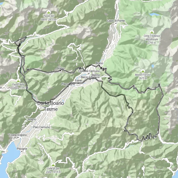 Miniatua del mapa de inspiración ciclista "Ruta de Carretera Épica por los Alpes de Lombardía" en Lombardia, Italy. Generado por Tarmacs.app planificador de rutas ciclistas