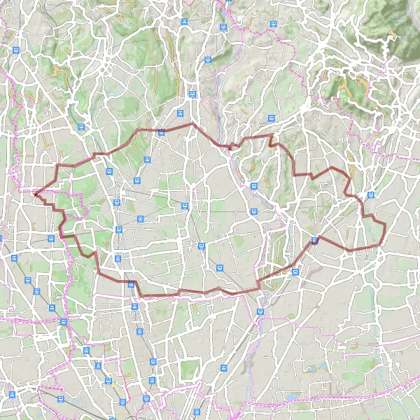 Miniatura della mappa di ispirazione al ciclismo "Percorso in Gravel da Vimercate a Limbiate" nella regione di Lombardia, Italy. Generata da Tarmacs.app, pianificatore di rotte ciclistiche