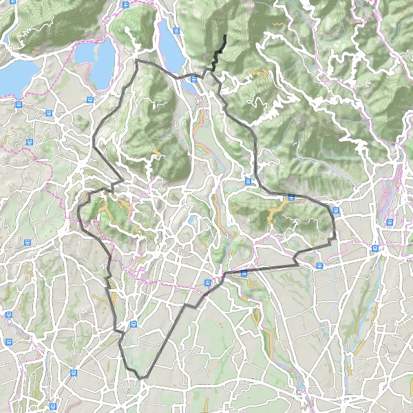 Zemljevid v pomanjšavi "Razgibana cestna kolesarska pot čez Monte Santa Margherita" kolesarske inspiracije v Lombardia, Italy. Generirano z načrtovalcem kolesarskih poti Tarmacs.app