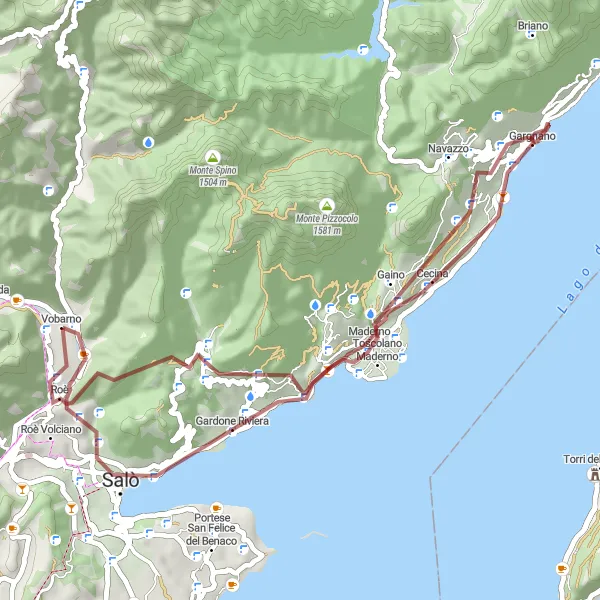 Map miniature of "Bocchetta Canali and the Stunning Lake Garda" cycling inspiration in Lombardia, Italy. Generated by Tarmacs.app cycling route planner