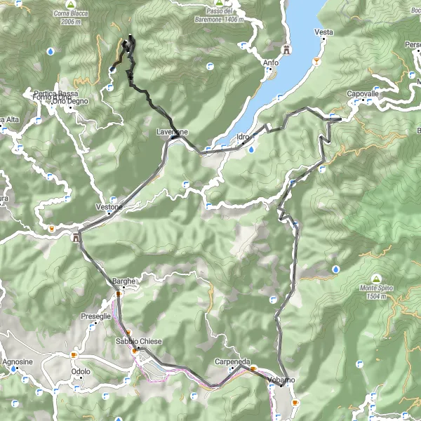 Mapa miniatúra "Cyklistická trasa blízko Vobarna - Lombardia" cyklistická inšpirácia v Lombardia, Italy. Vygenerované cyklistickým plánovačom trás Tarmacs.app