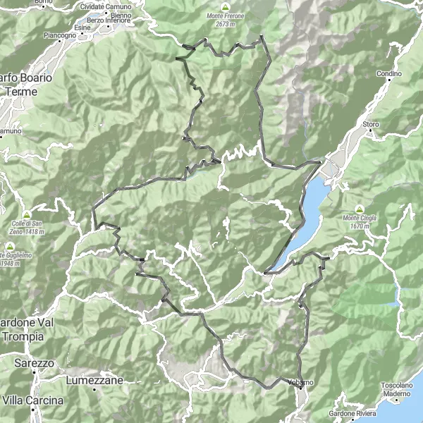 Miniaturní mapa "Náročná silniční trasa kolem Vobarna" inspirace pro cyklisty v oblasti Lombardia, Italy. Vytvořeno pomocí plánovače tras Tarmacs.app
