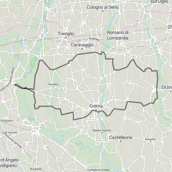 Kartminiatyr av "Utforska Fontanella på cykel" cykelinspiration i Lombardia, Italy. Genererad av Tarmacs.app cykelruttplanerare