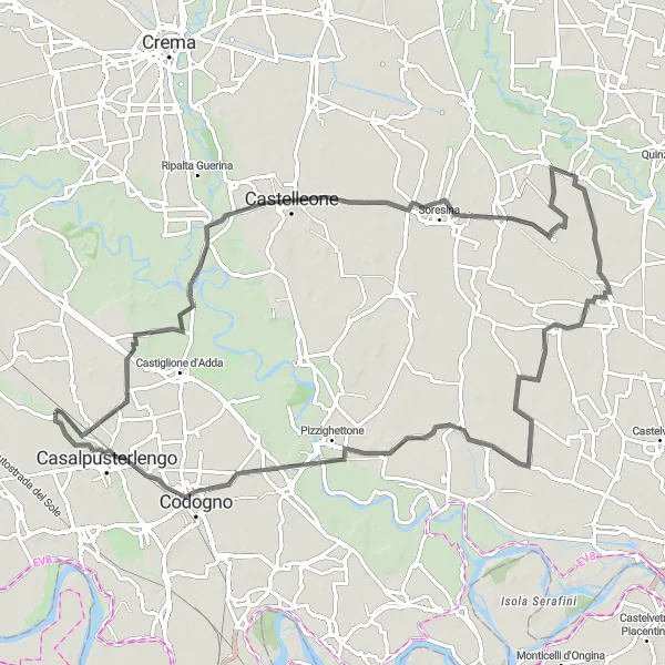 Miniatuurkaart van de fietsinspiratie "Kortweg naar Zorlesco" in Lombardia, Italy. Gemaakt door de Tarmacs.app fietsrouteplanner