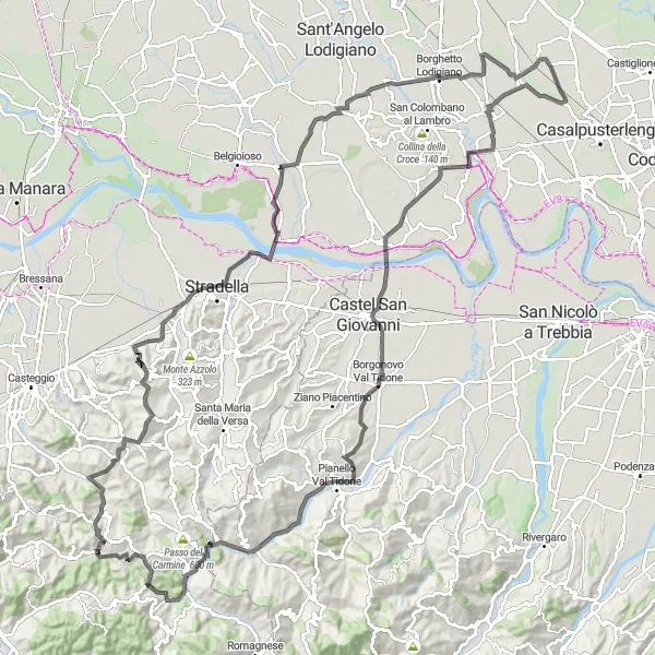 Kartminiatyr av "Kulturell rute gjennom Lombardia" sykkelinspirasjon i Lombardia, Italy. Generert av Tarmacs.app sykkelrutoplanlegger