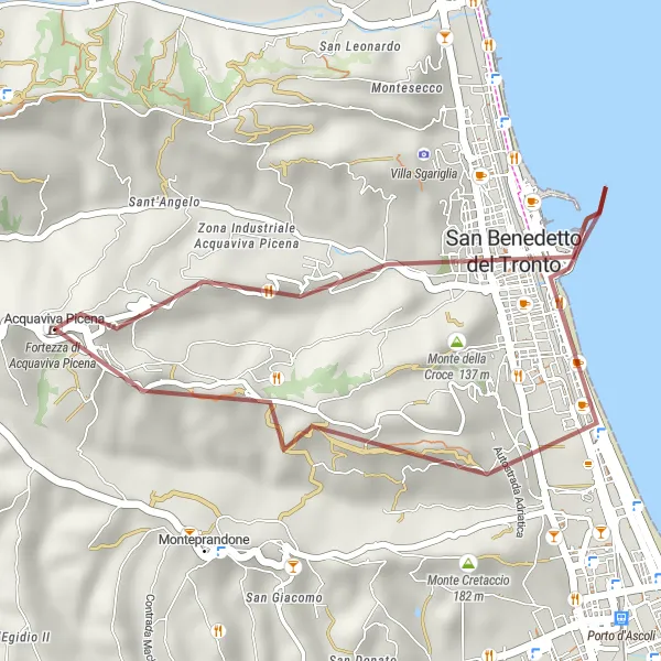 Karten-Miniaturansicht der Radinspiration "Monte della Croce und San Benedetto del Tronto Rundtour" in Marche, Italy. Erstellt vom Tarmacs.app-Routenplaner für Radtouren
