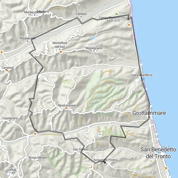 Miniatura mapy "Trasa z Fortecą Acquaviva Picena" - trasy rowerowej w Marche, Italy. Wygenerowane przez planer tras rowerowych Tarmacs.app