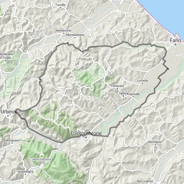 Karten-Miniaturansicht der Radinspiration "Herausfordernde Höhenmeter in Marche" in Marche, Italy. Erstellt vom Tarmacs.app-Routenplaner für Radtouren